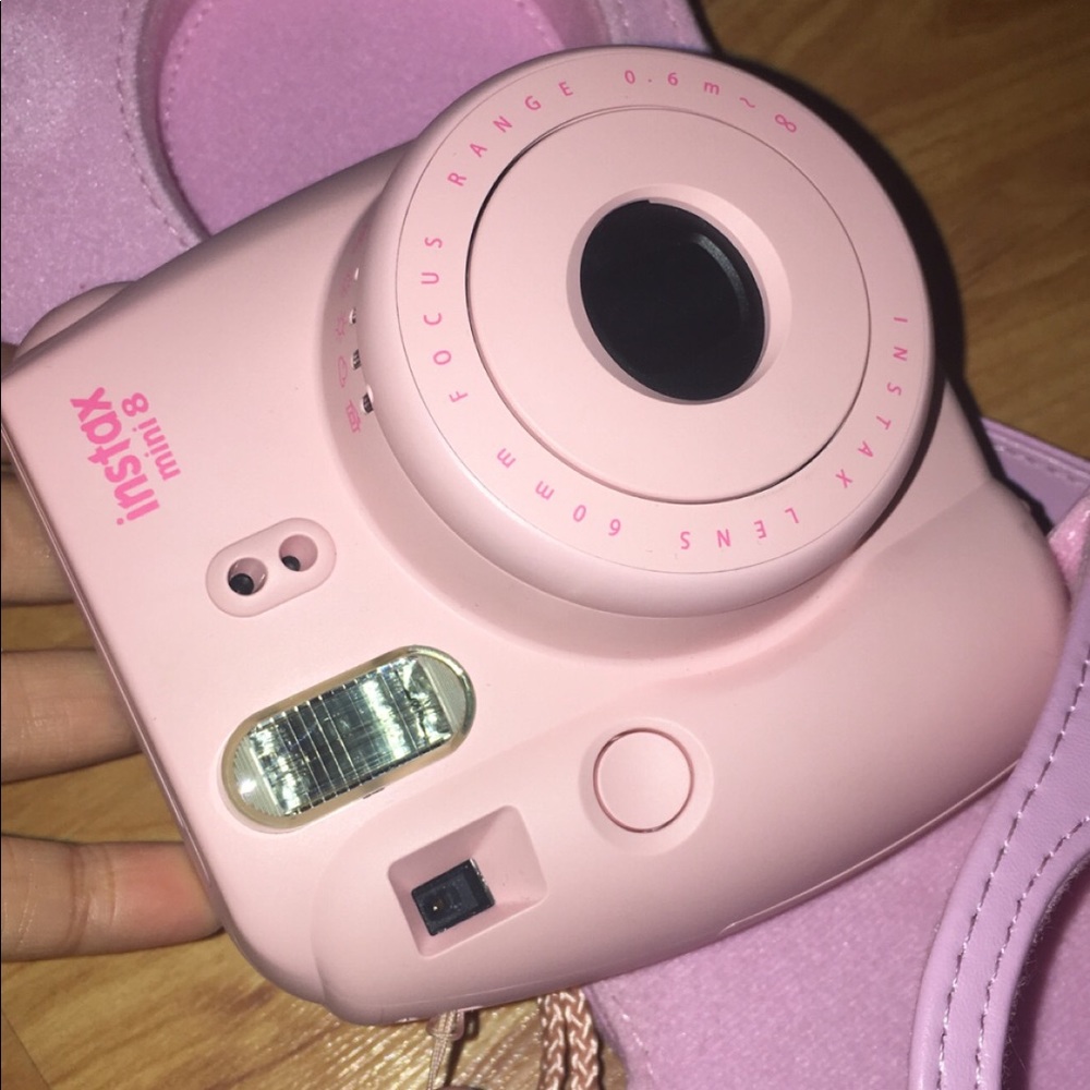 Pink Polaroid Camera With Bag